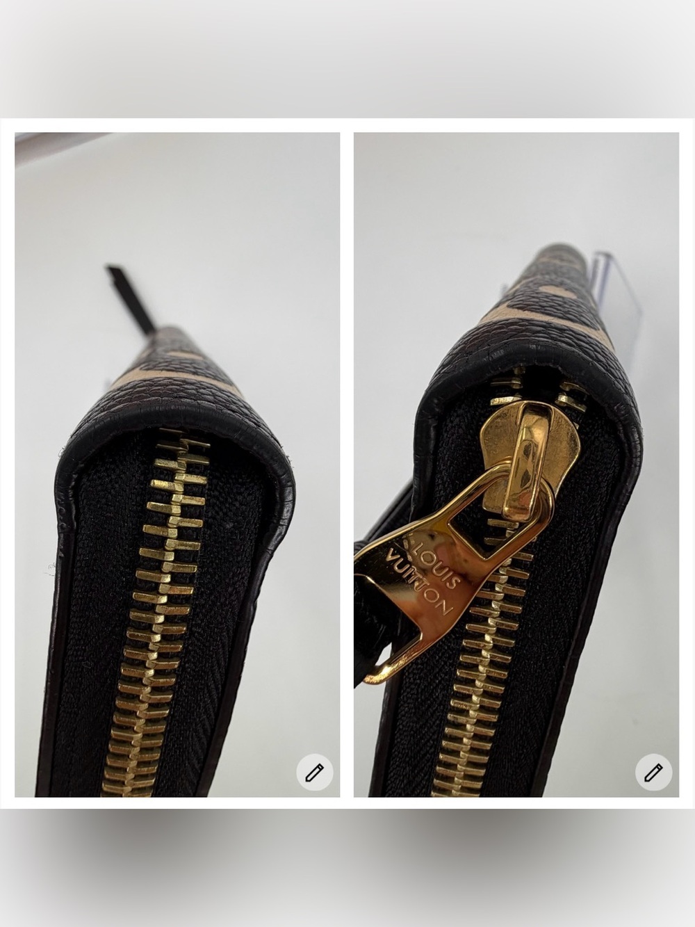 Louis Vuitton Black & Cream Monogram Zip-Around Wallet - Picture 7 of 13